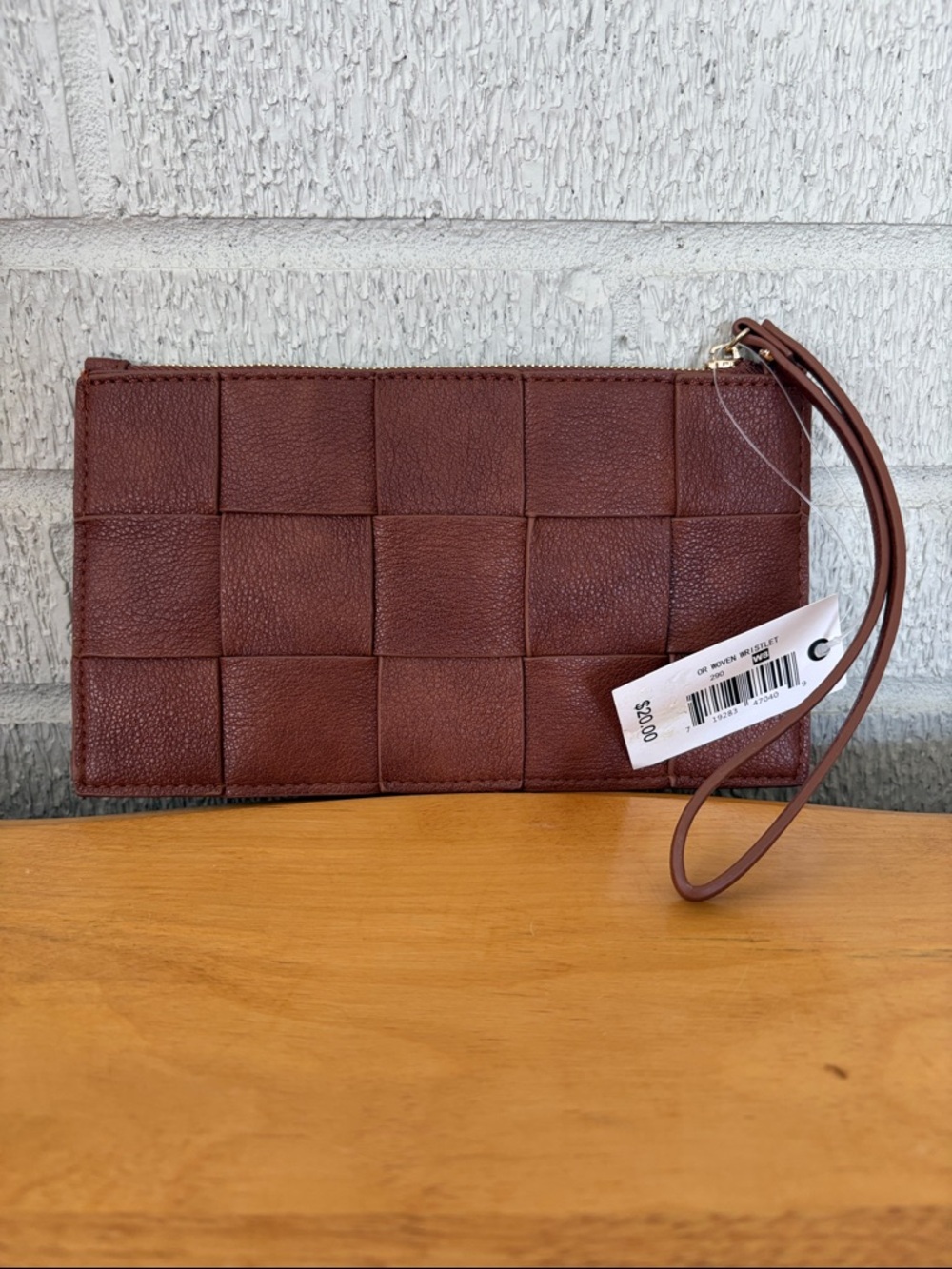 Ophelia Roe Brown faux leather Woven Wristlet Wallet Western Style NEW MSRP $20